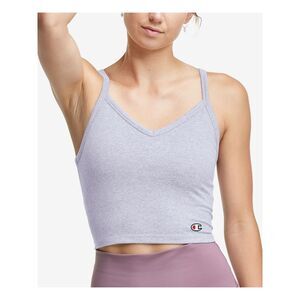 CHAMPION Womens Purple Stretch Heather Sleeveless V Neck Active Wear Crop Top S
